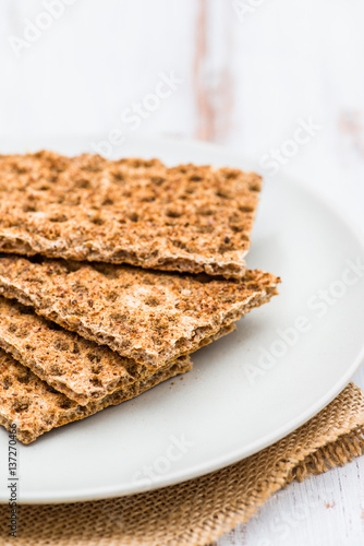 Healthy Snack from Wholegrain Rye Crispbread Crackers