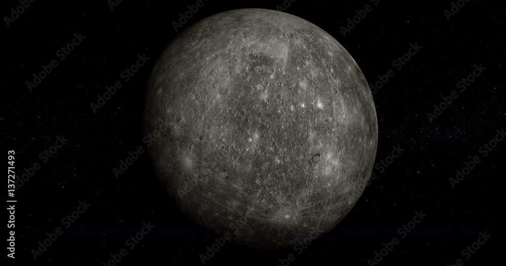 Planet Mercury orbiting in 4K, solar system, 3D animation, alpha Planet Mercury orbiting in 4K, solar system, 3D animation, alpha