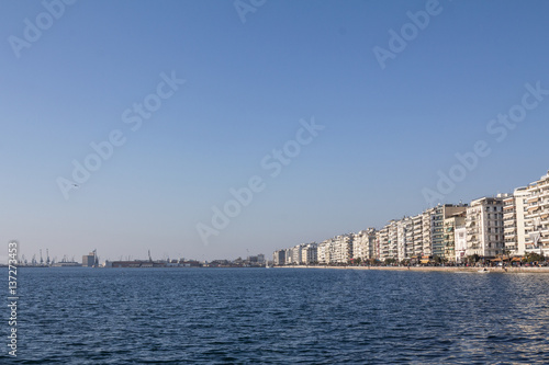 Picture of the Thessaloniki (Greece) seafront (Victory avenue, aka Nikis) seen in winter