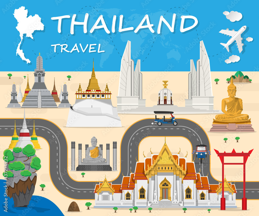 thailand Landmark Global Travel And Journey Infographic background. Vector Design Template.used for your advertisement, book, banner, template, travel business or presentation.