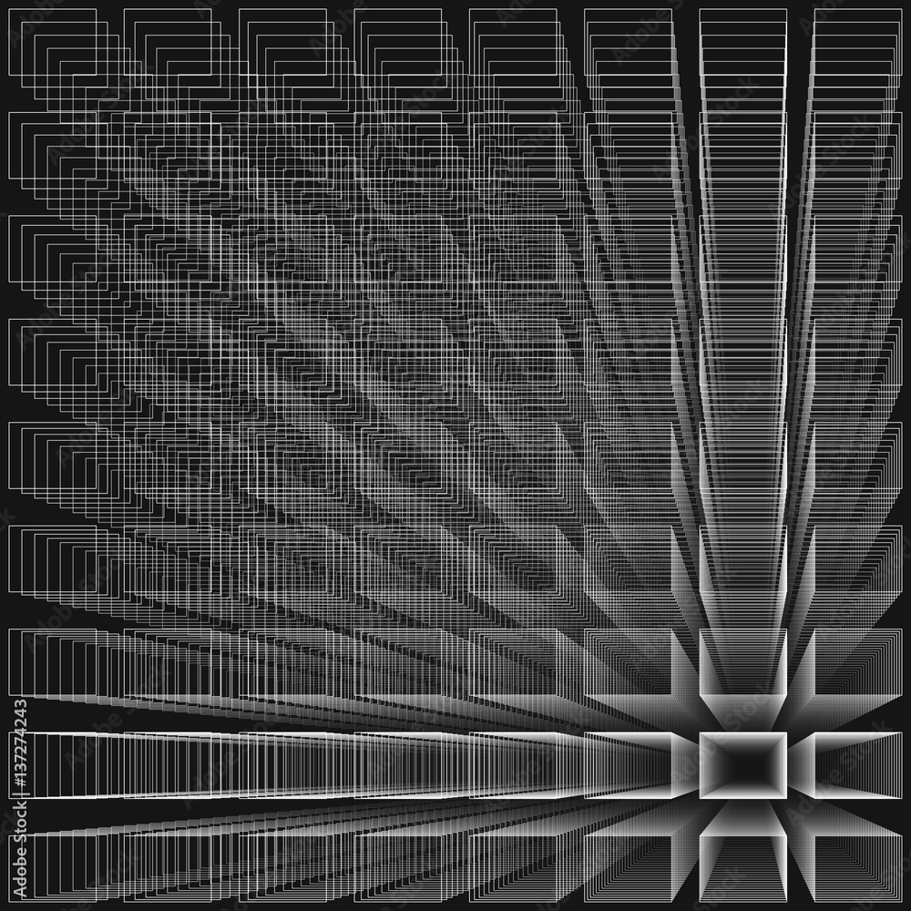 Black color abstract infinity background, 3d structure with white ...