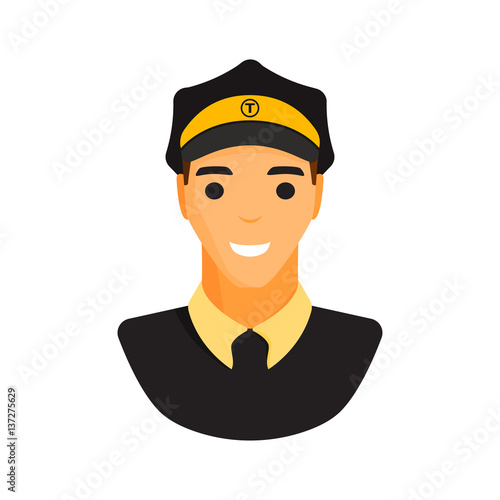 Limo chauffeur taxi driver character vector.