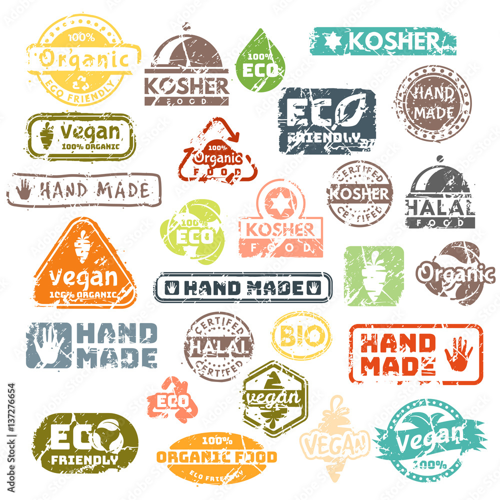 Obraz premium Vector retro teal vintage stamps for quality mark.