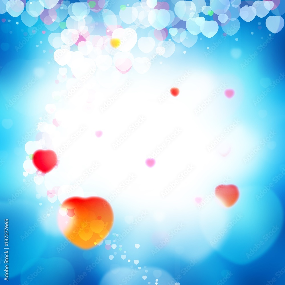 blue love background. colorful hearth bokeh for valentine day love concept 