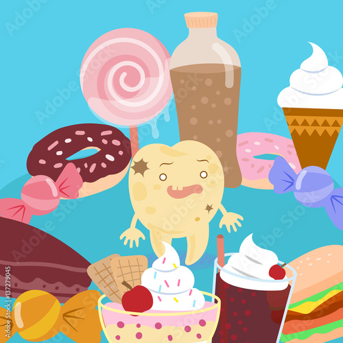 cute cartoon tooth decay