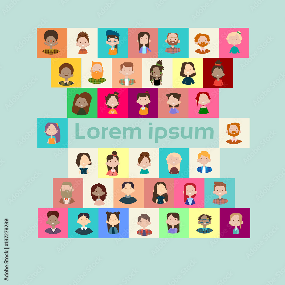 Group Casual People Big Crowd Diverse Ethnic Mix Race Banner Flat Vector illustration Group Casual People Big Crowd Diverse Ethnic Mix Race Banner Flat Vector illustration