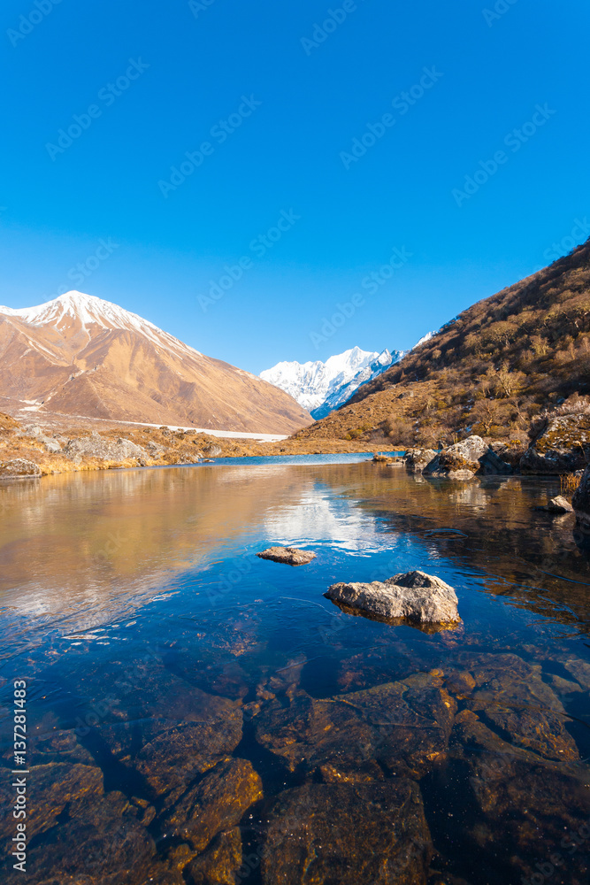 Langtang Himalayas Mountain Range Frozen Pond V