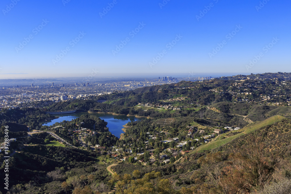 Obraz premium Hollywood reservoir from top