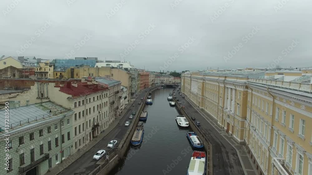 Moyka river in Saint-Petersburg aerial shot Moyka river in Saint-Petersburg aerial shot