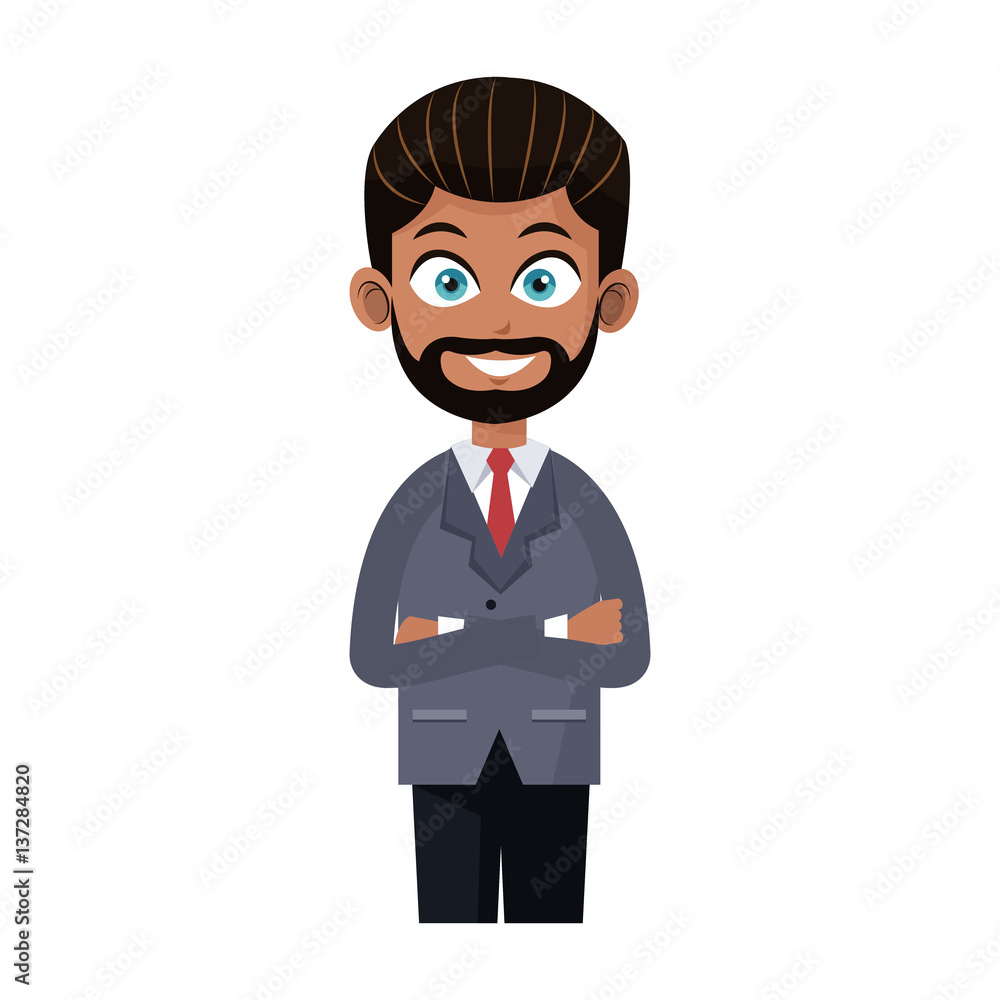 businessman wearing suit and tie over white background. colorful design. vector illustration