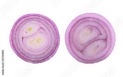 half of shallots isolated on white background