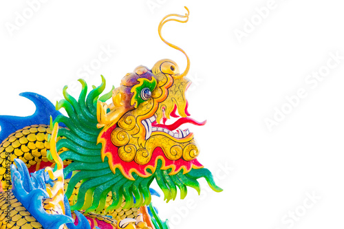 Colorful Dragon china zodiac symbols isolated on white background , Clipping Path