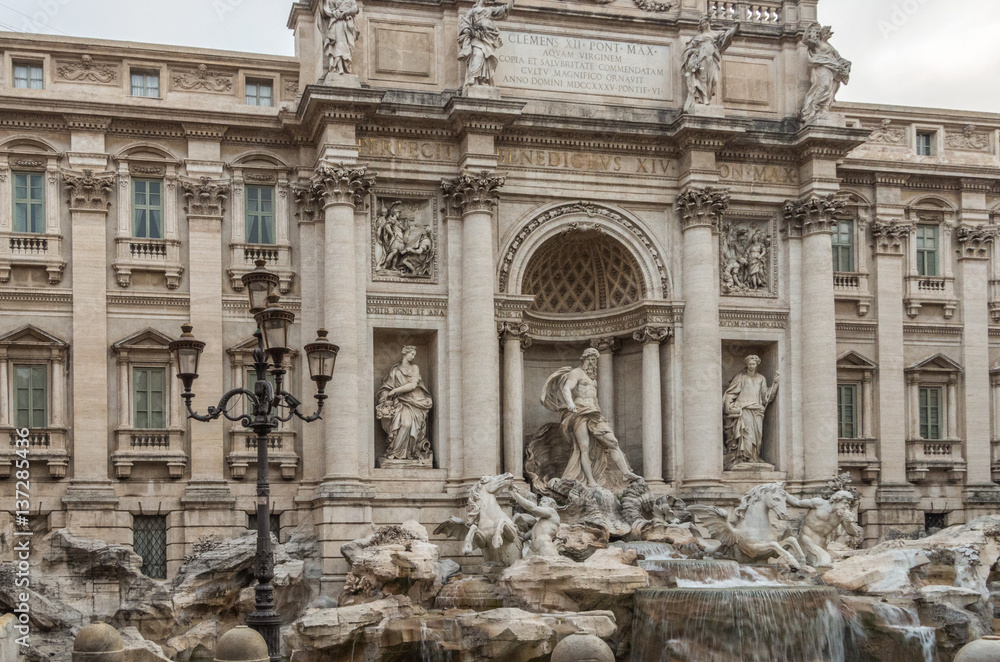 The Trevi Fountain in Rome is the worlds largest Baroque fountain and a famous landmark of the city