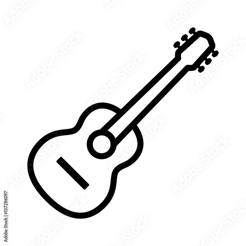 Acoustic guitar musical instrument line art vector icon for music apps and websites
