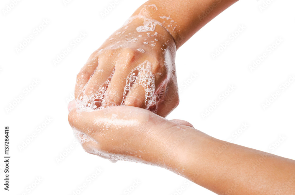 Hands washing with bubble soap. Hands washing with bubble soap.