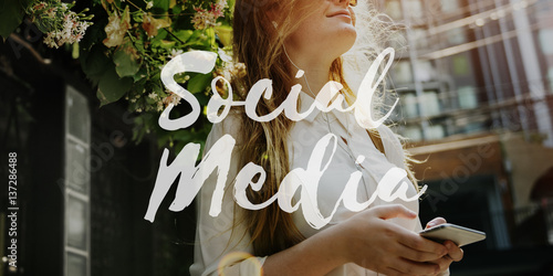 Εκτύπωση καμβά Social Media Socialize Technology Blog Concept
