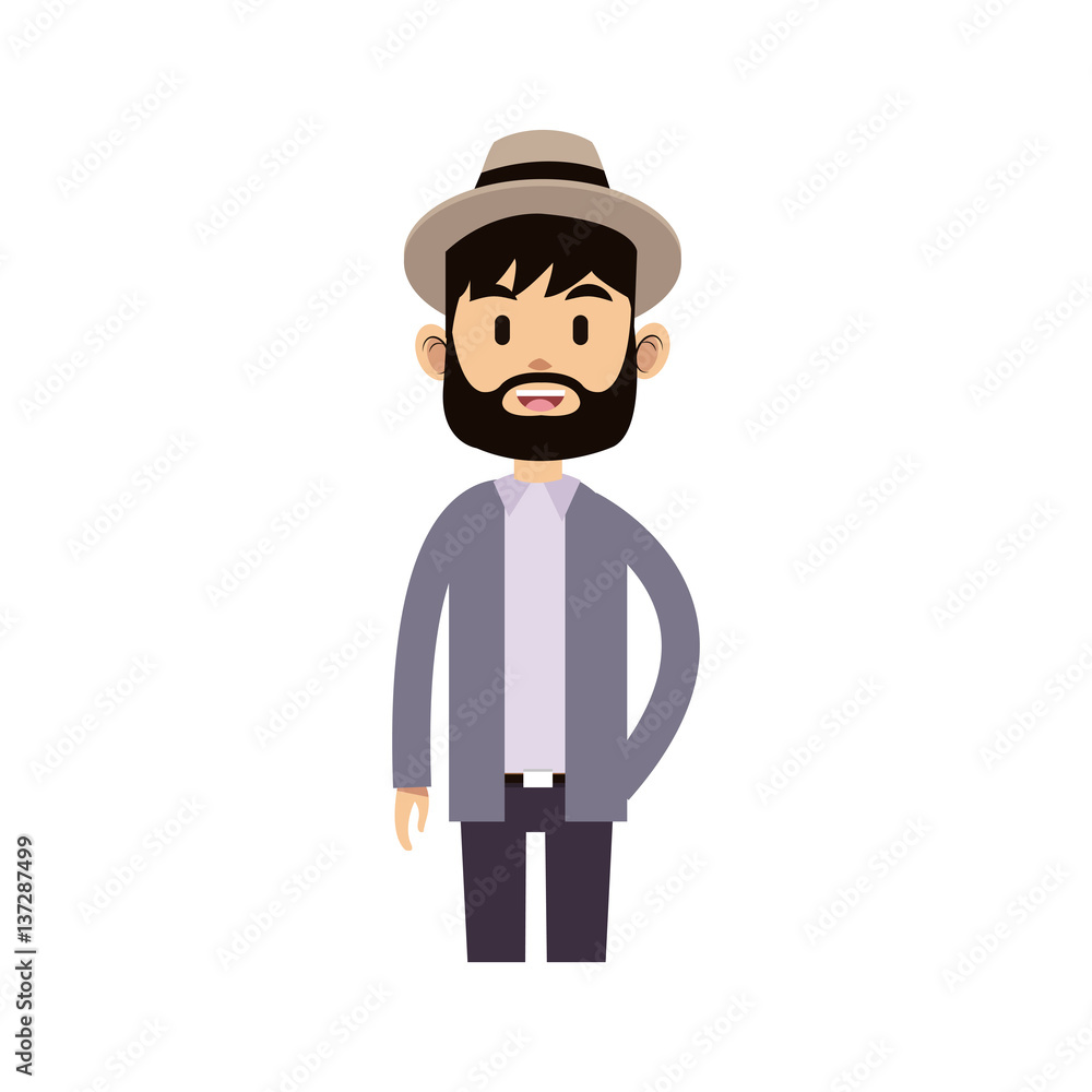 man wearing a hat over white background. colorful design. vector illustration