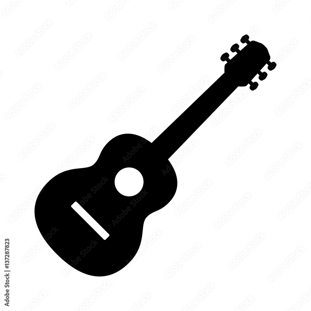 Fototapeta premium Acoustic guitar musical instrument flat vector icon for music apps and websites