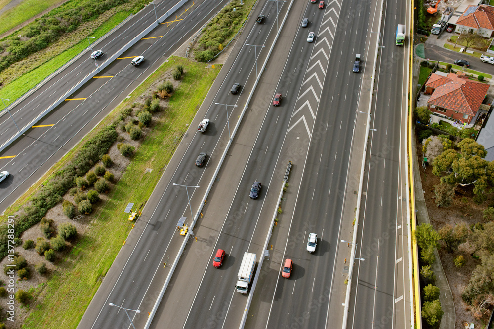Obraz premium Aerial view over freeway in Melbourne, Australia