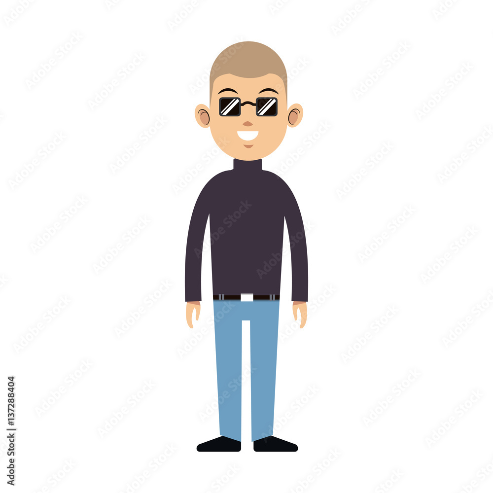 man with sunglasses cartoon icon over white background. colorful design. vector illustration