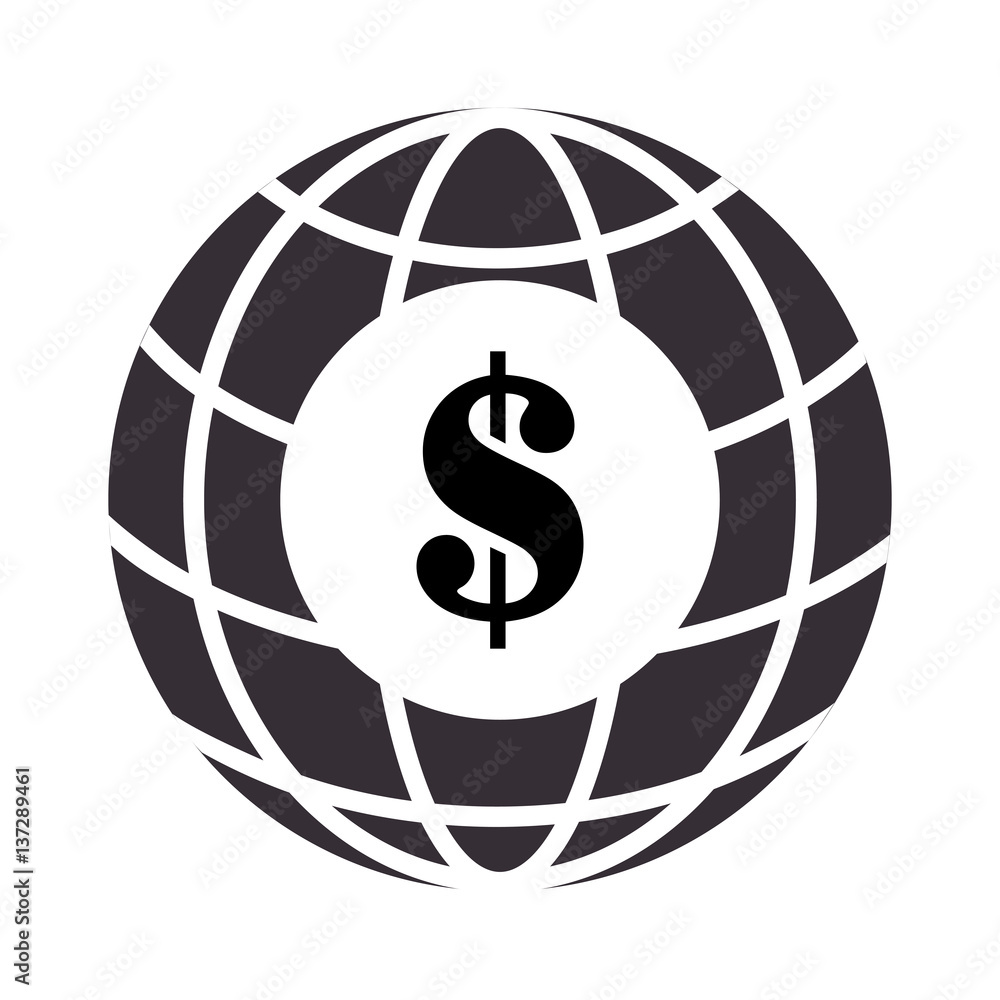sphere with meridians and mesh with dollar symbol vector illustration sphere with meridians and mesh with dollar symbol vector illustration