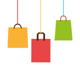colorful Shopping bags hanging icon design vector illustration