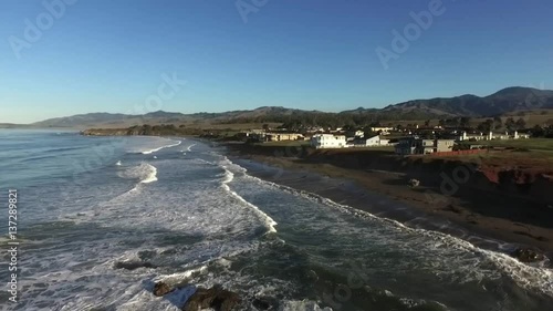 Aerial view of flying on the coast of San Simeon, on higway 1, California, United states of america photo