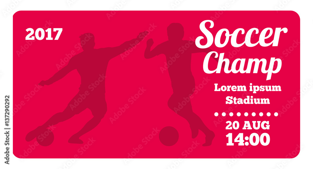 Obraz premium Red horizontal football, soccer vector poster template