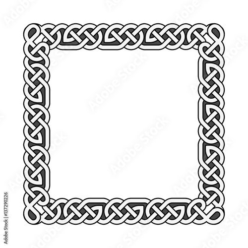 Square celtic knots vector medieval frame in black and white