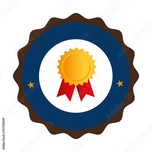 colorful circular emblem with medal prize vector illustration