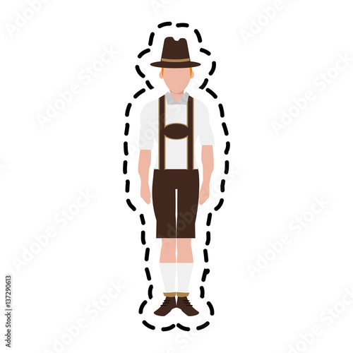 Bavarian Man cartoon icon over white background. colorful design. vector illustration