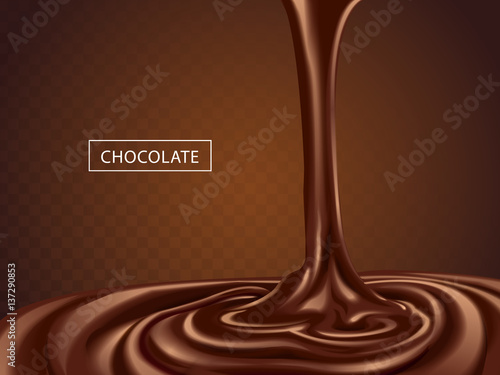 Delicious chocolate flowing down