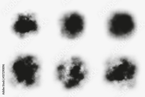 Fotografie Set of abstract vector halftone stains
