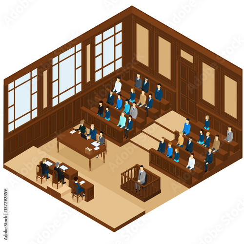 Isometric Judicial Session Room Template