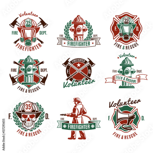 Colorful Fire Protection Labels Set