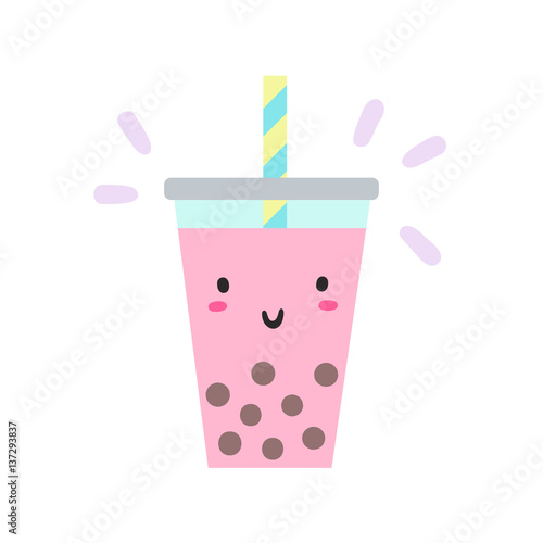 Cute bubble tea character. Vector hand drawn illustration