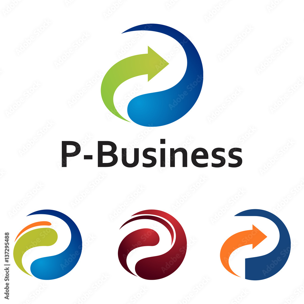 P Letter Circle Arrow Abstract Cool Logo P Letter Circle Arrow Abstract Cool Logo