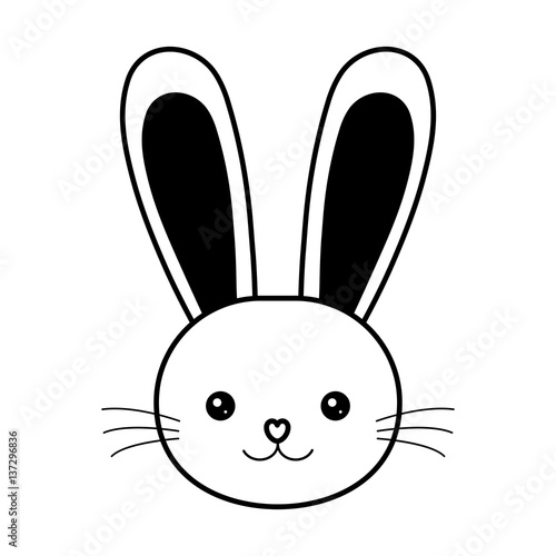 easter bunny face whiskers animal line vector illustration eps 10