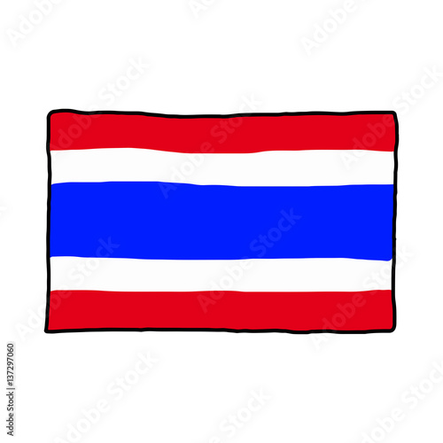 Thai flag - illustration vector doodle hand drawn, isolated on white background