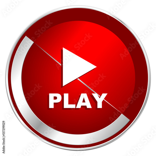 Play red web icon. Metal shine silver chrome border round button isolated on white background. Circle modern design abstract sign for smartphone applications. Free Download Play red web icon. Metal shine silver chrome border round button isolated on white background. Circle modern design abstract sign for smartphone applications. - GFXLoad