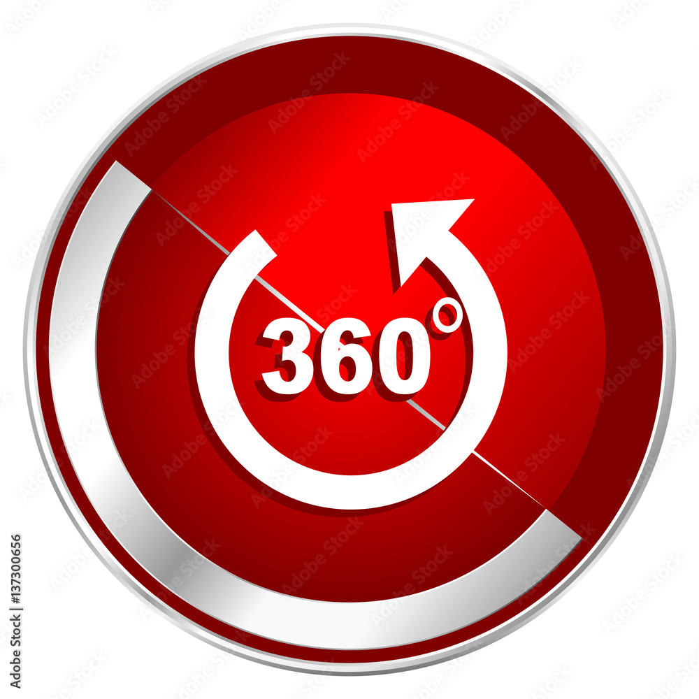 Panorama red web icon. Metal shine silver chrome border round button isolated on white background. Circle modern design abstract sign for smartphone applications. Panorama red web icon. Metal shine silver chrome border round button isolated on white background. Circle modern design abstract sign for smartphone applications.