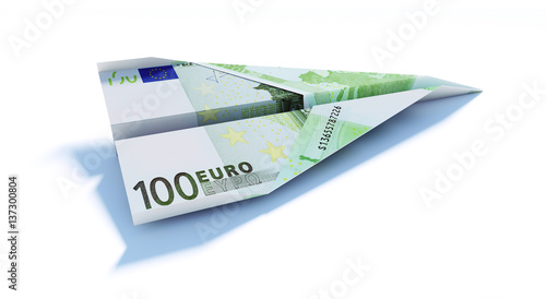 Obraz na płótnie 100 Euroschein als Papierflieger