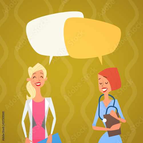 Group Medial Doctors Chat Bubble Social Network Communication Team Clinics Hospital Flat Vector Illustration