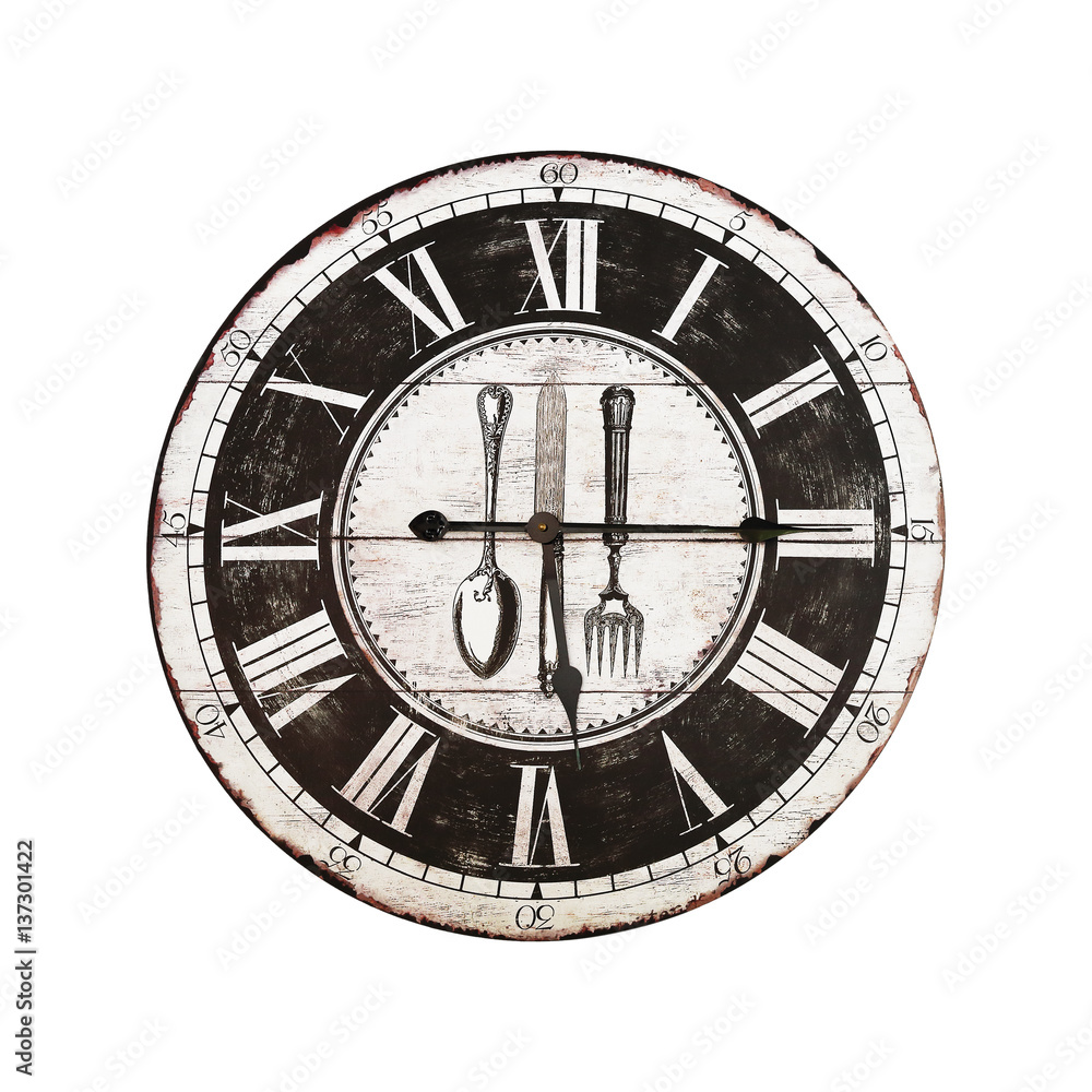 Fototapeta premium vintage wooden clock isolated on white