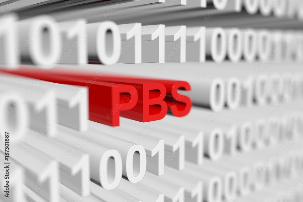pbs as a binary code with blurred background 3D illustration