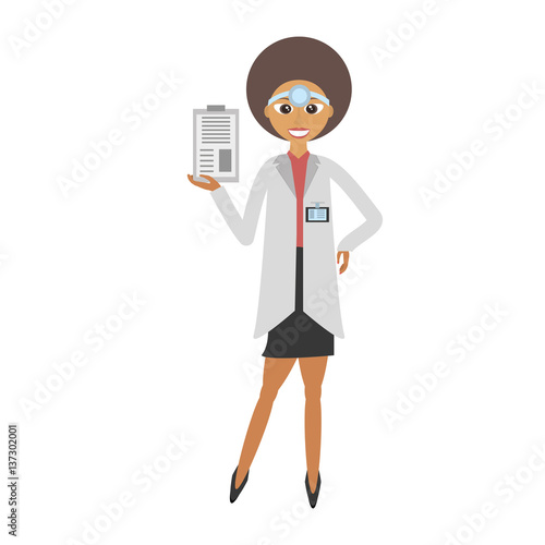 doctor female with clip and headmirror vector illustration eps 10