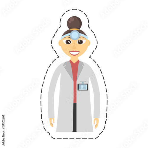 cartoon doctor woman with head-mirror vector illustration eps 10