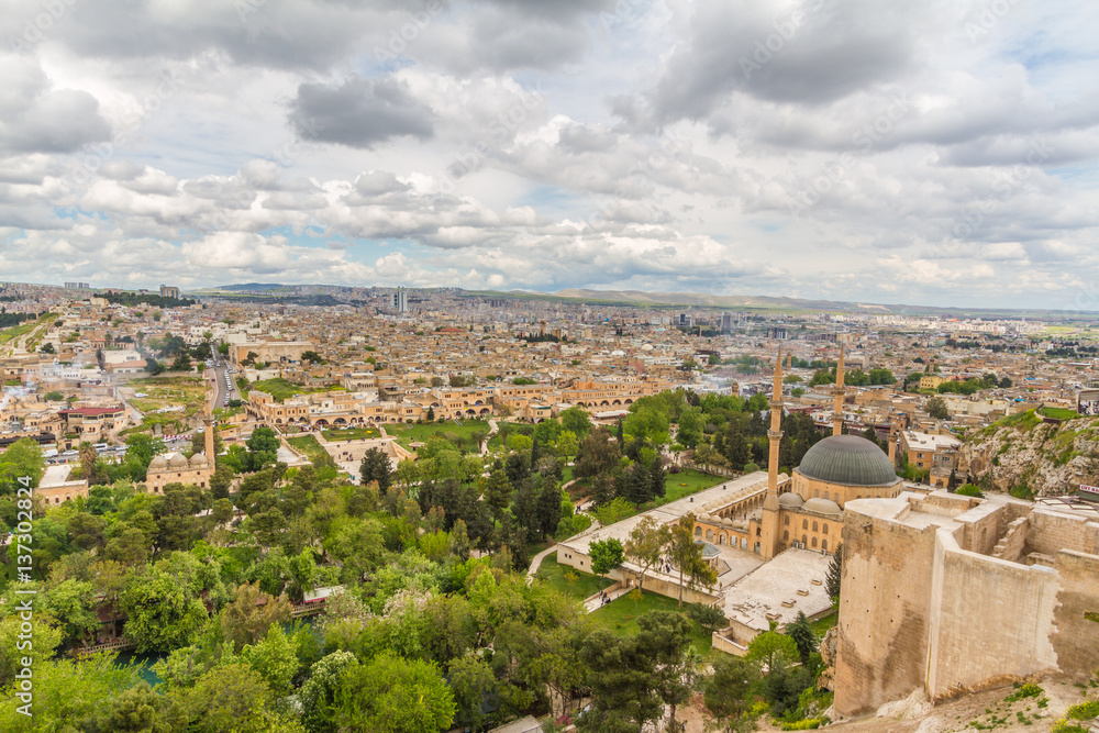 Photo of a Urfa taken from the city castle at a cloudy day. Photo of a Urfa taken from the city castle at a cloudy day.