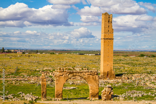 World's first university, Harran University. The remainings of the university is located in Sanliurfa, Turkey. The shot was taken cloudy day. tower and some gates are still visible. photo