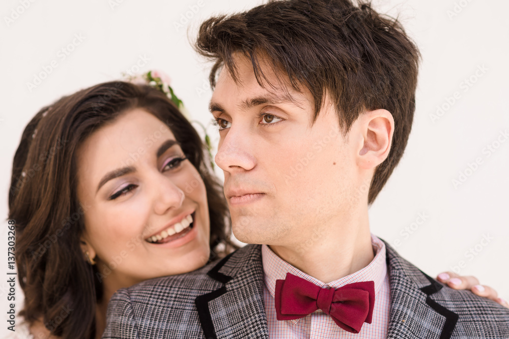 couple on white background. Falling in love couple on white background. Falling in love